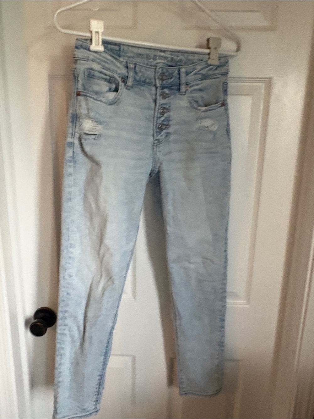 American Eagle Mom Jean Button Fly Light Blue Size 0 Short